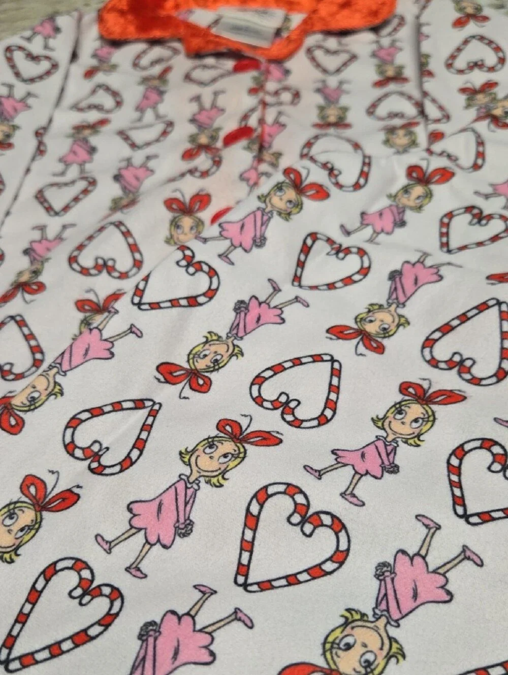 Komar Kids Pink Heart & Bow Print Pajama Set with Orange Collar